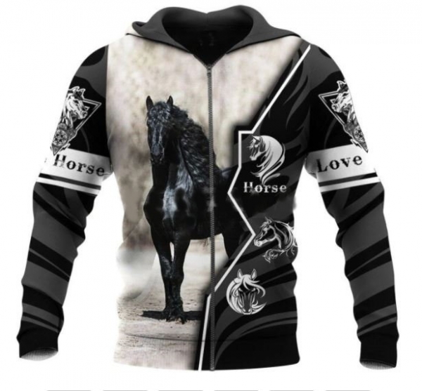 3 D Print Allover Sweat Jacket Hoodie Frisian